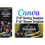 Canva Graduation Banner & Bunting Combo – Editable Template (3x6 Banner + 5x2 Bunting)