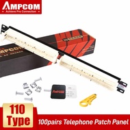 AMPCOM 110 Telephone Patch Panel Cabinet Rack 100 Pairs Distribution Frame RJ11 Voice 6P4C 6P2C Cabl