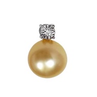 18K/750白金鑲天然鑽石南洋珍珠吊墜