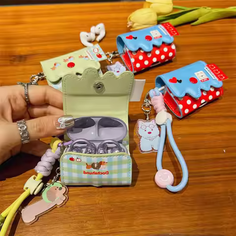 PU Leather Case for Huawei FreeClip 2 FreeBuds Pro 5 Pro4/3 5i 6i 7i 5/6 Cute Cartoon Puppy Earphone