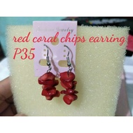 Coral chips earring/ hypoallergenic