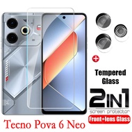 ฟิล์มกระจกเทมเปอร์ Tecno Pova 6 Neo 2 In 1สำหรับ Tecno Pova 6 Neo 6 Pro Pova6 Pova6Neo 5G 2024ปกป้อง