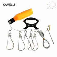 CAMELLI Fishing Stringer, Orange Stainless Steel Fish Stringer, Portable 5m Length with 5 Buckle Sna