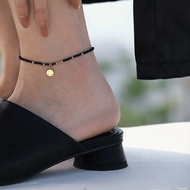 Minimalist Gemstone Beaded Anklet 18K Gold Plated Handmade Gemstone Anklet Titanium Steel
