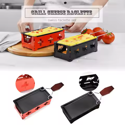 Grill Cheese Raclette Set Non-stick Griller Mini BBQ Cheese Board Baked Cheese Oven Iron Swiss Chees
