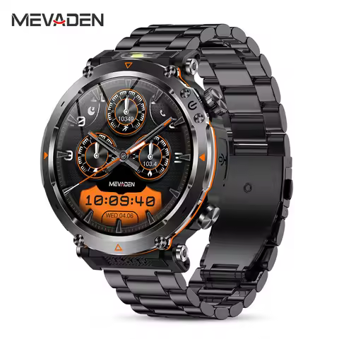 MEVADEN 1.7" Large Screen Outdoor Sports Compass Smart Watch Bluetooth Call Flashlight 600mAh Health