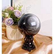 93mm Silver Obsidian Ball ️|Silver Obsidian Energy|Exorcism Protect Body|Block Negative Energy|Enhan