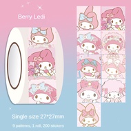 500/200pcs Sanrio Stickers Roll Kawaii Hello Kitty Kuromi Losto LinaBell Cartoon Sealing Labels Deca