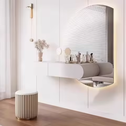 Cream Suspended Makeup Vanities Modern Minimalist Bedroom Dressing Table Wall Mounted Dressing Table