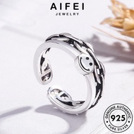 AIFEI JEWELRY Smiley Accessories 925 Perempuan Women Original Cincin Fashion Silver Perak For Sterling 純銀戒指 Adjustable Ring Korean R799