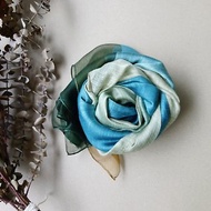 知染生活-天然植物染竹節絲棉圍巾/青藍