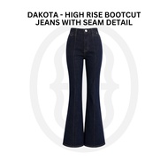 MOTTOM-DAKOTA High Rise Bootcut Jeans with Seam Detail l High-Waisted Bell-Bottom Pants Decorated wi