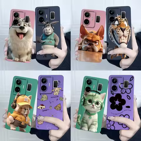 For Realme GT Neo 5 Case Funny Cartoon Cat Bumper Slim Soft TPU Shockproof Phone Case On For Realme 