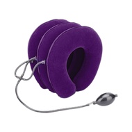 振德（ZHENDE）颈椎牵引器医用C型 柔软舒适家用颈椎托手动充气护颈男女 紫色 半绒 三层三管 充气式 1只/盒