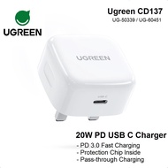 UGREEN 20W USB-C PD FAST CHARGER-WHITE (CD137)-[100% FAST DELIVERY]