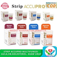 Strip Accupro cek kolesterol/ Stik accupro asam urat, Gula darah, hemoglobin/ strip accupro multifungsi/ test kolesterol, gula, asam, hb accupro