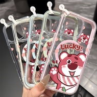 Sarung Telefon Magnetik Berbentuk Beg Udara Dua Warna Kartun Beruang Strawberi untuk iPhone 16 /14 P