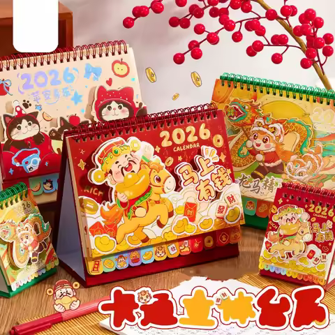 2026 Desk Calendar Multifunctional 3D Rotating Desktop Cartoon Horse Year Planner Tracker For Kids W