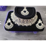 Indian silver necklace set bridal set/ choker necklace/ dubai necklace/ Complete Indian jewelry set/