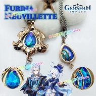 - JN - Focalors Furina Necklace Game Genshin Impact Necklaces Furina/Neuvillette VISION Sapphire Nec