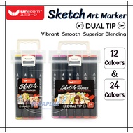 (Starplus)Unicorn Sketch Art Marker Pen Dual Tip Set - 12/24 Colours