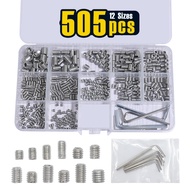 505 pcs, Set Screws, Grub Screw, Set Screws Assortment Kit M3 M4 M5 M6 M8 for Home Repair, Repair Fu