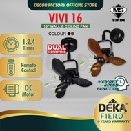 DEKA FIERO Fan FIERO VIVI 16 Inch 3 Blades 12 Speed DC Motor With Remote Control Ceiling Fan Wall Fa