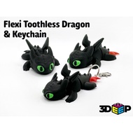 Flexi Toothless Dragon 3D printed toy & Keychain