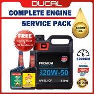 DUCAL PREMIUM Engine Oil SAE 20W50 API SL/CF 4 Litres ( FREE Oil Treatment  &amp; engin flush）&amp; ( FREE Milleage Sticker ）