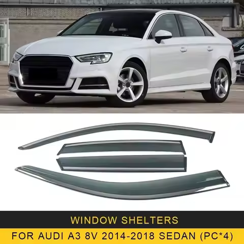 Chrome Strips Rain Guards for Audi A3 8P1 8V 8Y 2003-2023 Window Visor Wind Deflectors Door Visor Ve
