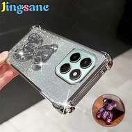 Jingsanc cho Honor X6C vỏ điện thoại rõ ràng bốn góc chống rơi flah giấy lấp lánh chân đỡ chủ Ốp lưn