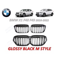 BMW X1 F48 F49 2016-2022 Front Grille Kidney Grilles Glossy Black M Style Front Bumper Grill