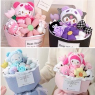 [SG Ready Stock] Sanrio Bouquet Hello Kitty Melody Kuromi Cinnamon Plush Bouquet Flower Bouquet