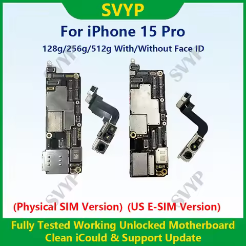 Fully Tested Authentic Motherboard For iPhone 15 Pro 128g/256g/512g Unlocked Mainboard With Face ID 