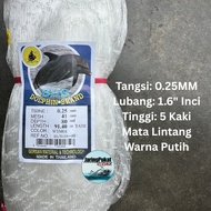 025MM X 41MM (1.6 Inci") X 80MD X 91.4Mtr Jaring Pukat Ikan / Mata Lintang / Isi Kosong / Warna Puti