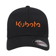 [ada stok] Topi Besbol Hitam Traktor KUBOTA dengan Pinggiran Lengkung Rata