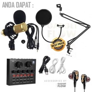 Complete Package MIC BM800 STAND Microphone BM 800 SOUNDCARD MIXER V8