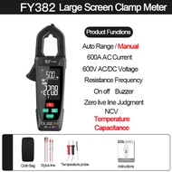 FY385 Digital Clamp Meter AC / DC Amperimetric Clamp Auto Range True RMS Ammeter Pliers ความจุ Temp 