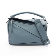 【二手】 LOEWE Puzzle Bag 中型兩用手提包，淺藍色皮革，女士，二手 B