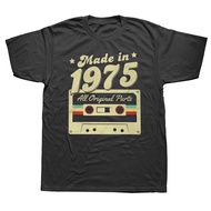 Funny Classic Made In 1975 Cassette 47 Years Old 47th Birthday Gift T Shirts Graphic Cotton Streetwe
