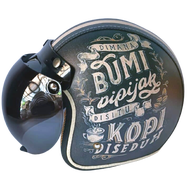 Helm Bogo Dewasa Full Leher Motif Bumi Kopi - Kulit - Free Packing Kardus