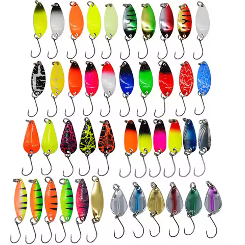 43pcs/lot Jig Metal Spinner Spoon Trout Fishing Lure Kit 2.5g/2.6g/3g/3.2g/3.5g/5g VIB Hard Bait Seq