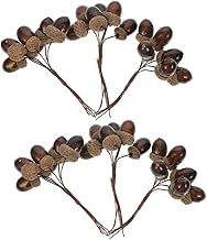 ABOOFAN Artificial Acorns on Sticks, 6pcs Mini Pinecones Ornament, Fake Nuts Pine with Branches, Rustic Berry Stems Picks, for Christmas Holiday Xmas Tree Gift Wrap