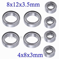 8PCS Ball Bearings 4x8x3mm MR84ZZ / MR128ZZ 8x12x3.5mm For HSP Himoto E18 WLtoys 1/18 RC Car Spare P