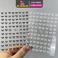 Sticker Hình Nơ 3D Trắng Đen SJY1085 Mix Kiểu Hàn Quốc Dán Móng Siêu Xinh, Hình Dán nail Móng Nơ Nổi