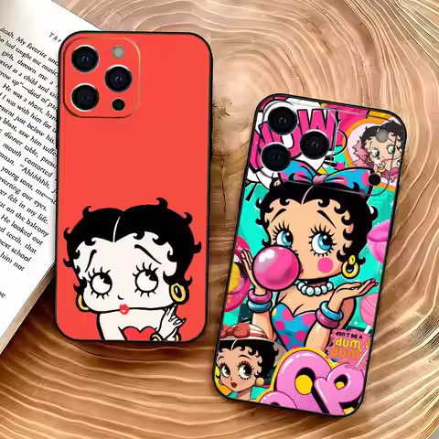B-Betty Cute B-Boop Phone Case For iPhone 17,16,15,14,13,12,11 Plus,Pro Max,XS,Soft Black Cover