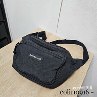 [福利出清😘] Balenciaga黑色帆布Explore黑釦胸口腰包