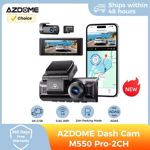 AZDOME Dash Cam M550 Pro-2CH 4K+2.5K Car Camera GPS ADAS 5.8G WiFi Voice Control Parking Mode IR Nig
