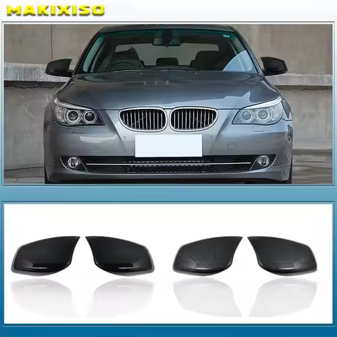 Carbon Fiber Bright black Side Rearview Mirror Cover For BMW 5 Series E60 E61 525i 528i 528xi 530i 5