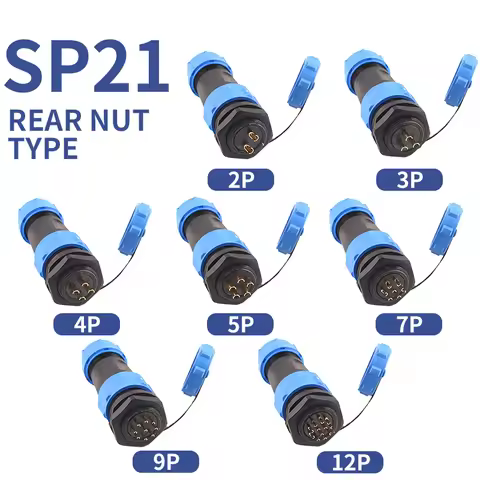 T&I IP68 waterproof aviation plug socket circular rear nut connector 2 3 4 5 7 9 12 pin SP21 butt co